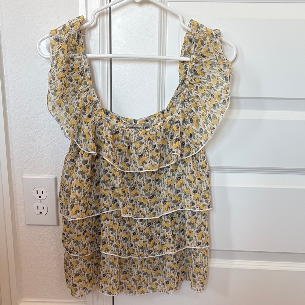 American Rag Yellow Floral Layered Blouse